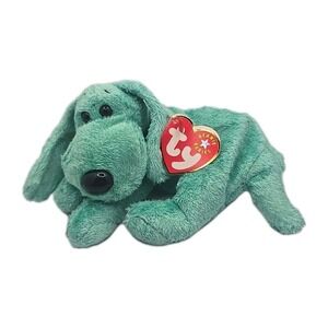 2001 Ty Beanie Baby "Diddley" Retired Teal Green Dog BB17